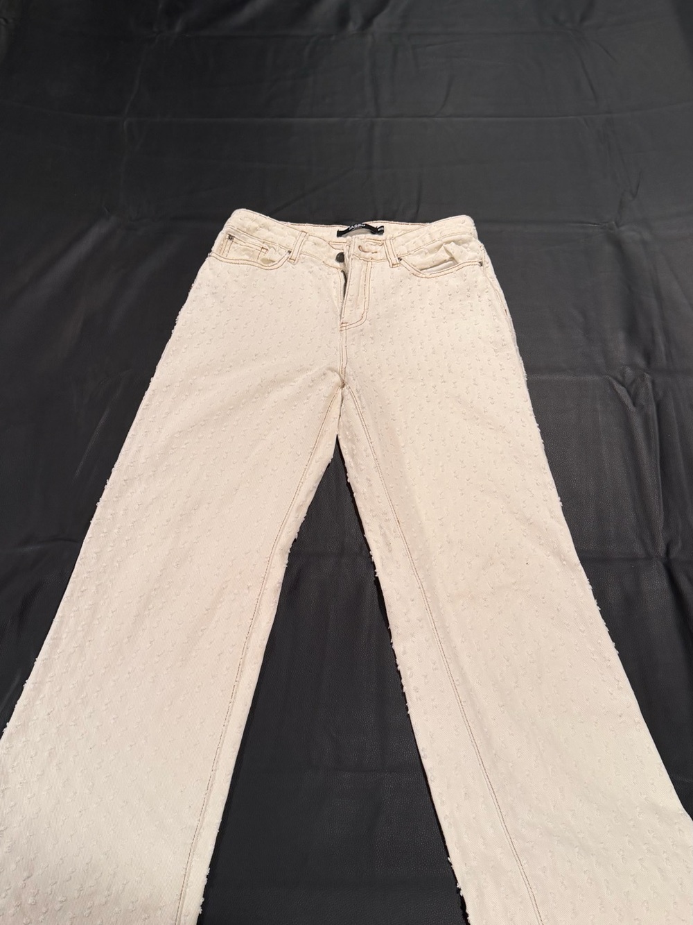 Jaded London Off-White Textured High-Waist Jeans
